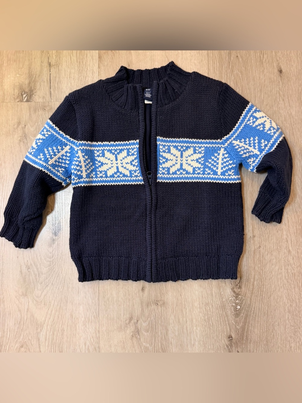 Vintage 2007 Baby Gap Nordic Fair Isle Full-Zip Chunky Knit Cardigan